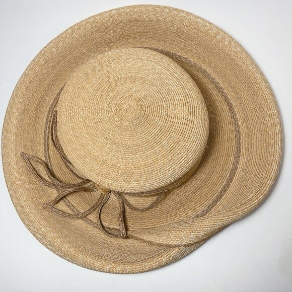 Mayser Germany Womens Medium  Elegant Large Brim Straw Handmade Natural Tan Hat - Picture 4 of 7
